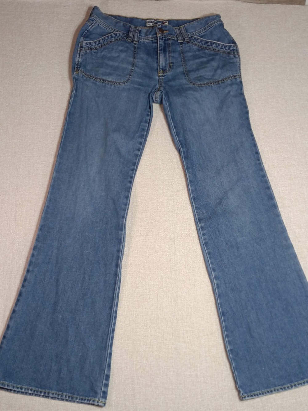 VTG Old Navy Jeans Womens 6 Blue Ultra Low Waist Flare Y2K Denim Fall 04 Bootcut